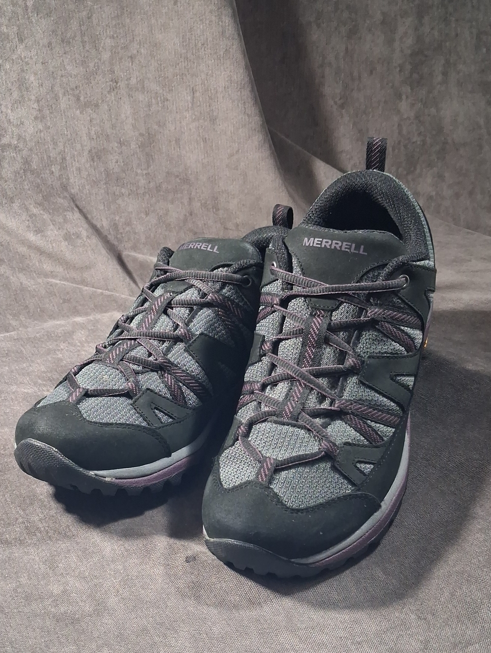 Merrell Siren Sport 3 Black Grey Purple Hiking Shoes VG- US 9.5 FloatPro Insoles